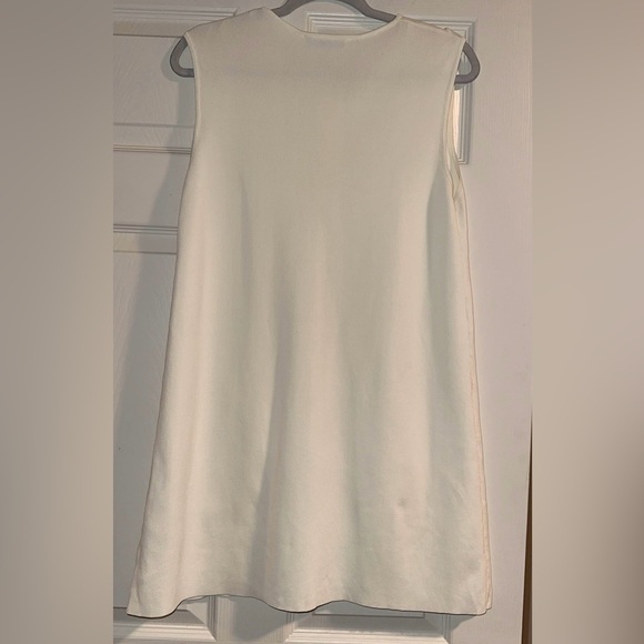 Zara White Short Knit Dress with Black Bows - Picture 6 of 9